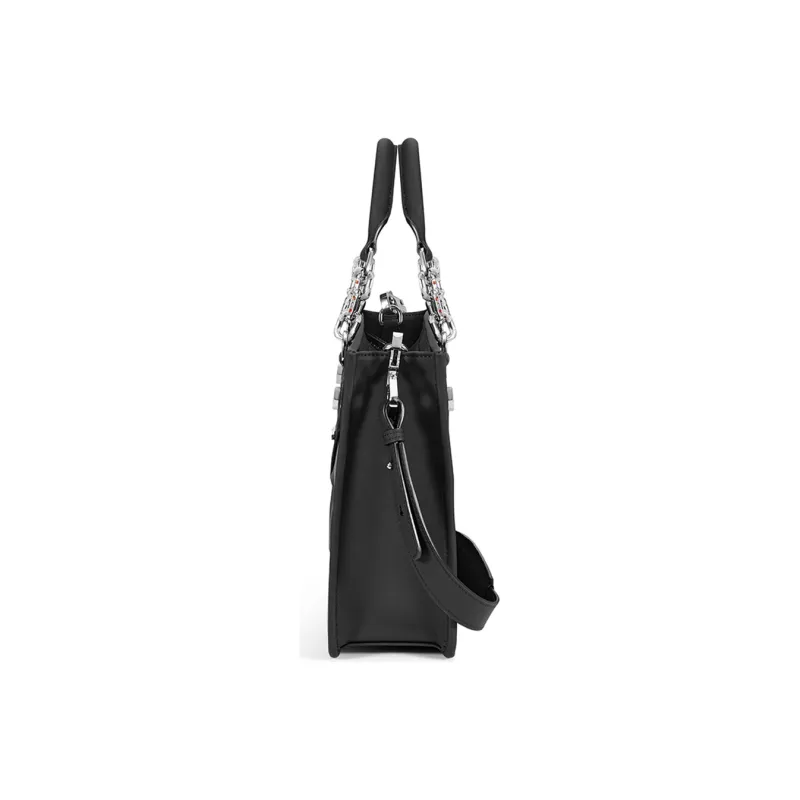BABAMA Synthetic Leather Woven Bag Tote Bag Shopping Bag Crossbody Bag Handbag Mini Women's Black-2