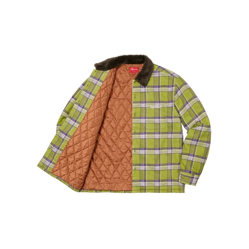Supreme Faux Fur Collar Flannel Shirt-5