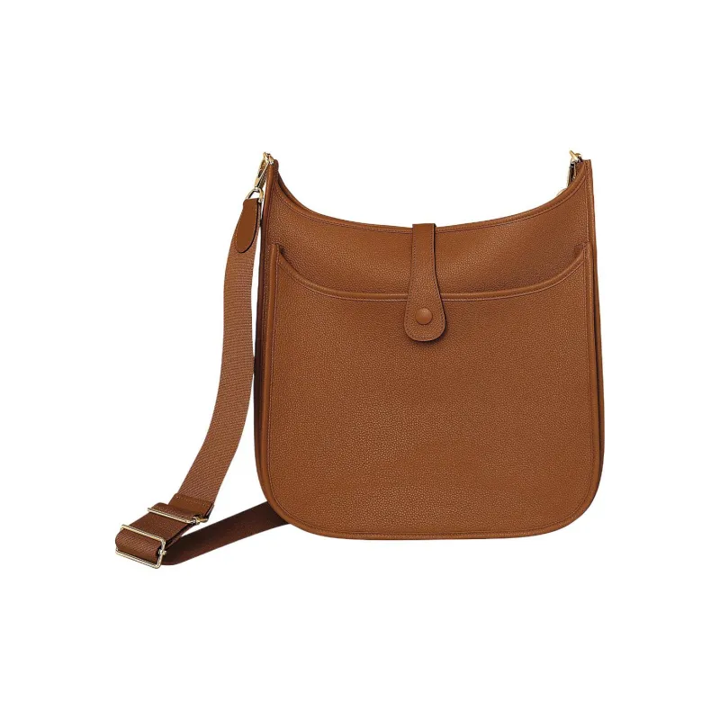 HERMES Evelyne Maurice Cow Leather Shoulder Bag Crossbody Bag Unisex 37 Gold Gold Brown-1