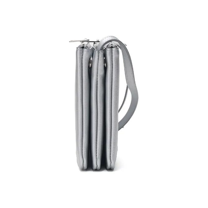CELINE Trio Calfskin Shoulder Bag Crossbody Bag Women's Silver White-2