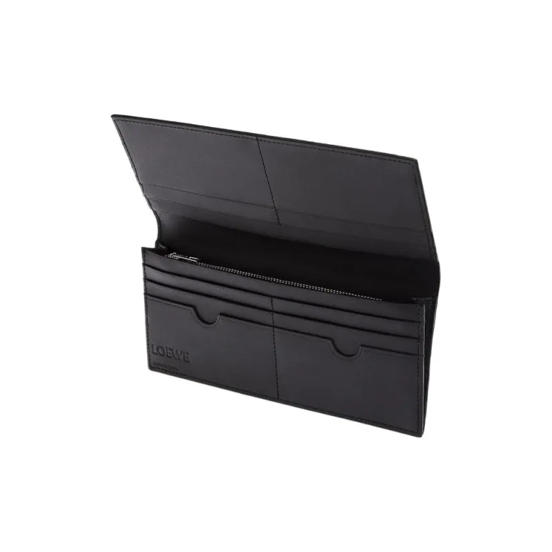 LOEWE Soft Grained Cow Leather Long Wallets Men's Black-1