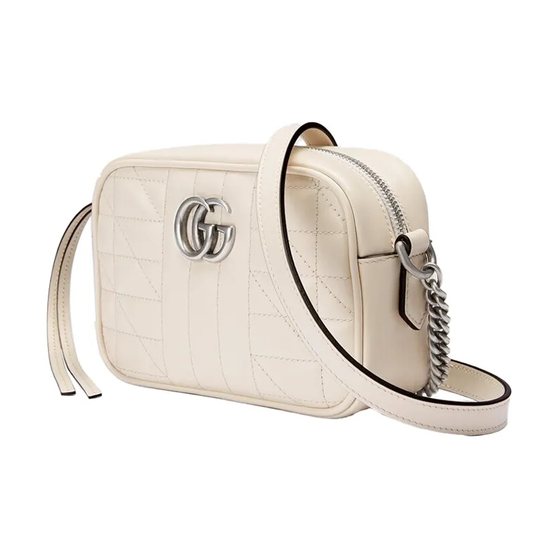 GUCCI GG Marmont Leather Camera Bag Shoulder Bag Crossbody Bag Mini Women's White-1