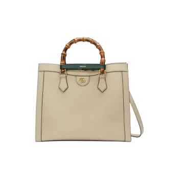 GUCCI Diana Leather Tote Bag Shoulder Bag Crossbody Bag Handbag Medium Size Unisex Greige
