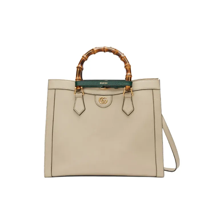 GUCCI Diana Leather Tote Bag Shoulder Bag Crossbody Bag Handbag Medium Size Unisex Greige-0