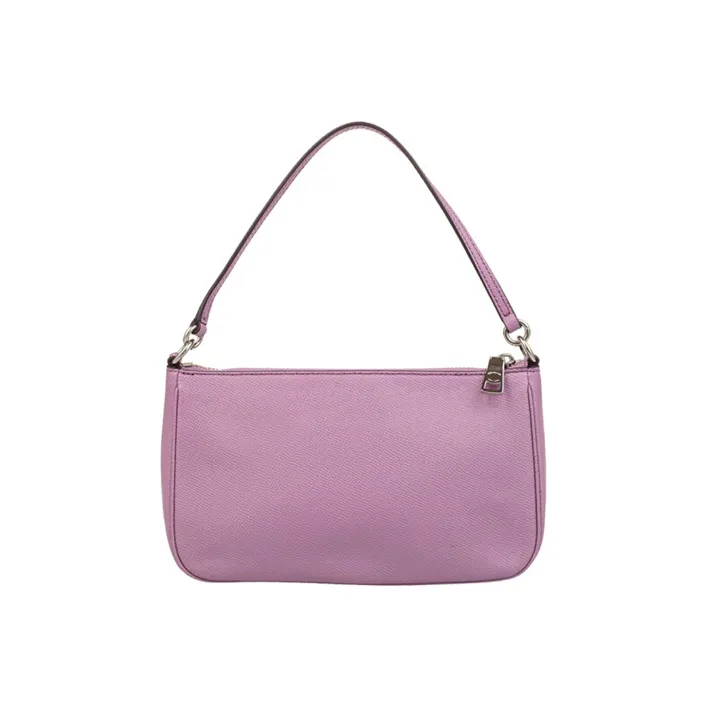 COACH Cross Grain Leather Pochette, Portable Underarm Shoulder Bag Trumpets Women's Lavender Purple-2
