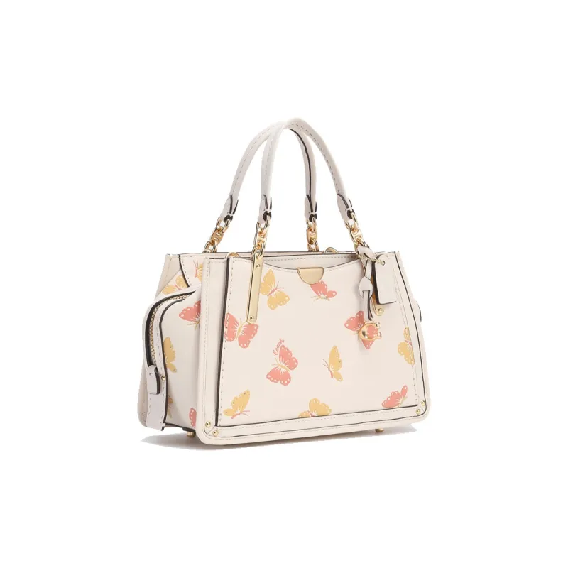 COACH Dreamer Leather Handbag, Shoulder Bag, Crossbody Bag Small Size Women's White & Cherry Blossom Pink-1