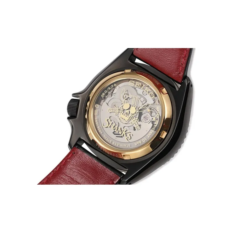 SEIKO SEIKO5 Collection Mechanical Movement Leather Watch Bands Watch Men's Watch Red Watch Dial-5
