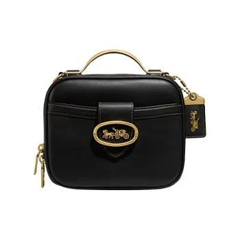 COACH Riley Leather Small Square Bag Camera Bag Handbag Shoulder Bag Crossbody Bag Small Size Women's Black