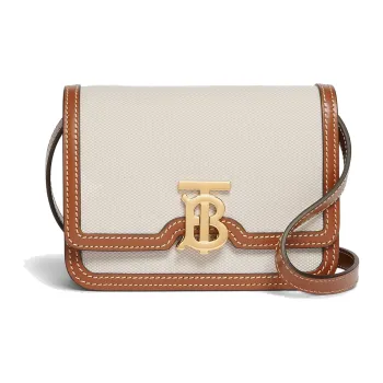 Burberry Canvas With Leather Lock Bag, Messenger Bag, Shoulder Bag, Crossbody Bag Mini Women's Natural/Malt Brown