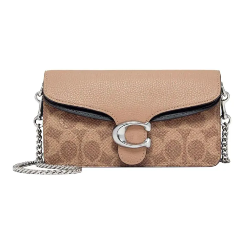 COACH Tabby Canvas With Leather Crossbody Bag, Shoulder Bag Women's Khaki-1