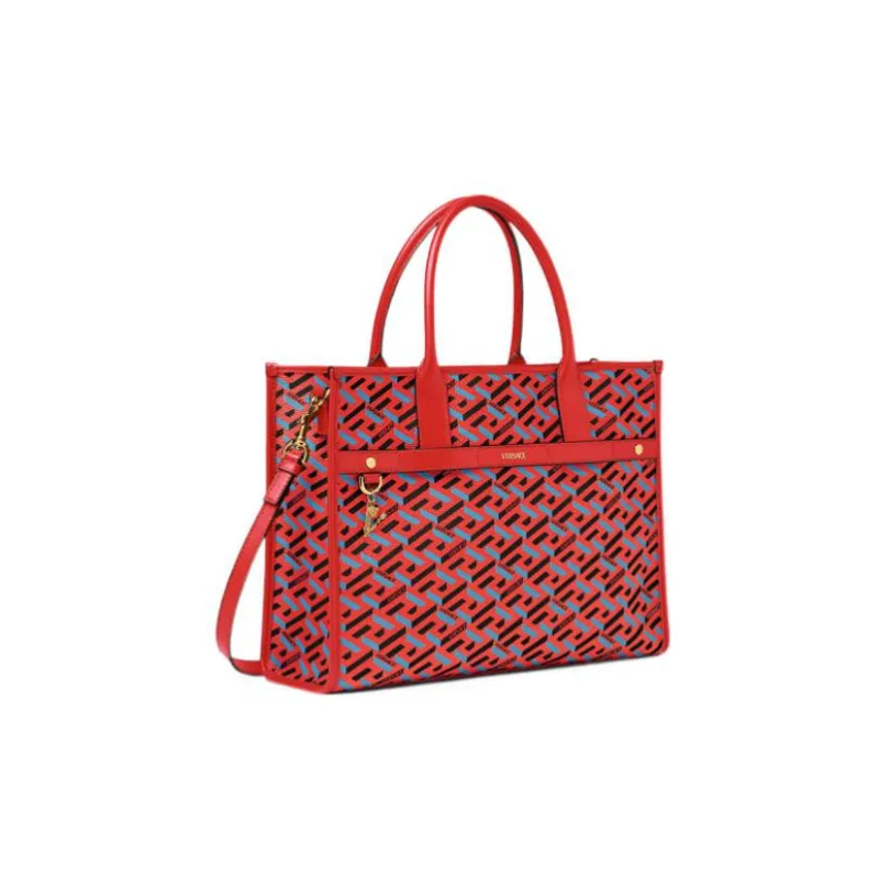 VERSACE PU Tote Bag, Shopping Bag, Shoulder Bag Women's Red-2