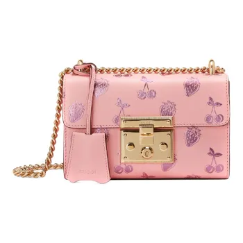 GUCCI Padlock Leather Lock Bag Box Bag Shoulder Bag Crossbody Bag Women's Pink