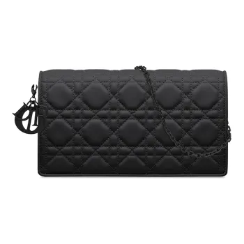 DIOR Lady Dior Matte Cowhide Handbag Crossbody Bag Clutch Shoulder Bag Women's Black