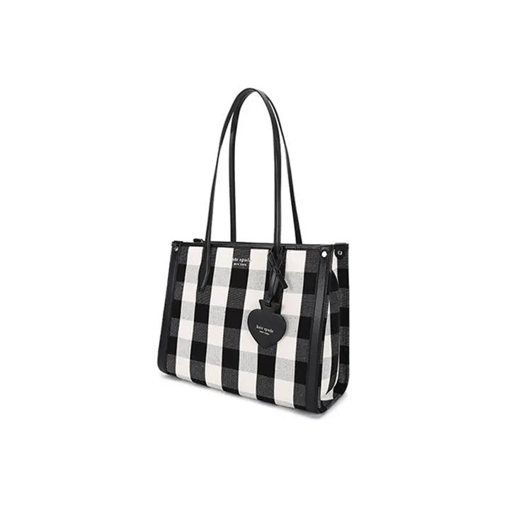 Kate Spade Fabric Tote Bag, Shopping Bag, Handbag, Shoulder Bag Women's Black Ecru-2