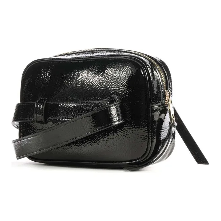 VERSACE JEANS COUTURE Polished Leather Fanny Pack, Sling Bag, Crossbody Bag Women's Black-3