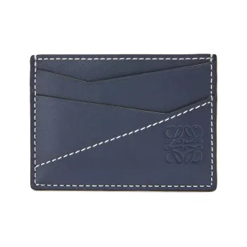 LOEWE Puzzle Smooth Finish Calfskin Card Holder Unisex Blue