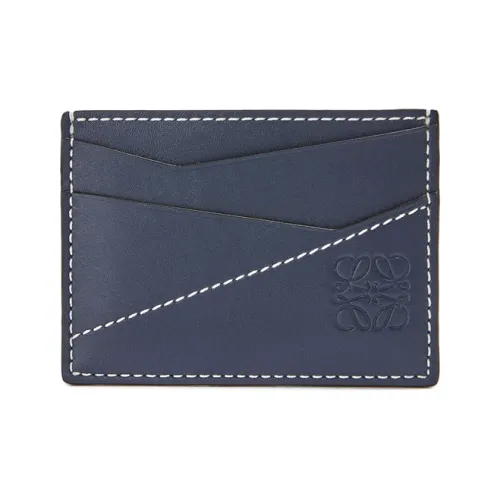 LOEWE Puzzle Smooth Finish Calfskin Card Holder Unisex Blue