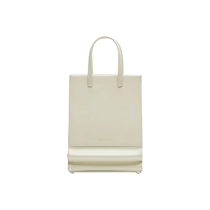 STAR TOWN Top Grain Cow Leather Handbag Regular Women's Cool Sand Gray/Mist White/Turquoise-4