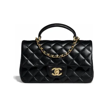 CHANEL Classic Flap CF Lambskin Lipstick Bag Handbag Shoulder Bag Crossbody Bag Mini Women's Black