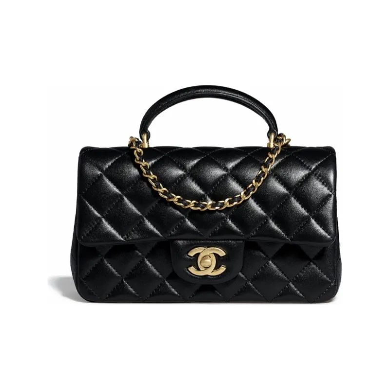 CHANEL Classic Flap CF Lambskin Flap Bag Handbag, Shoulder Bag, Crossbody Bag Mini Women's Black-0