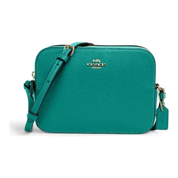 COACH Camera Leather One Shoulder Camera Bag, Crossbody Bag Mini Women's Brass/Green