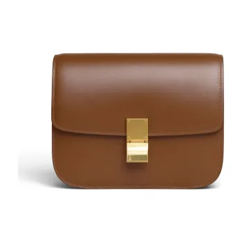 CELINE Classic Bo Polished Cow Leather Tofu Cube Bag, Crossbody Bag, Shoulder Bag Women's Candy/Caramel
