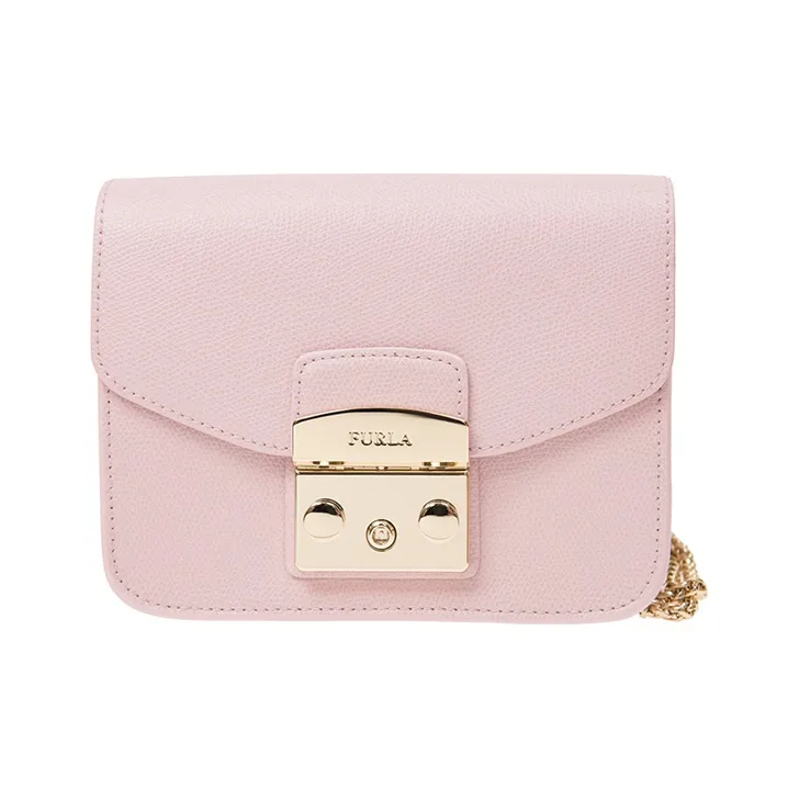 Furla Metropolis Collection Cow Leather Small Square Bag Crossbody Bags Mini Women's Camellia Pink-0