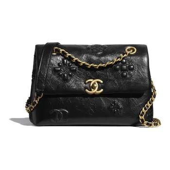 CHANEL 19Bag Smooth Cow Leather & Metal Crossbody Portable One Shoulder Backpack Trumpets Women's Black