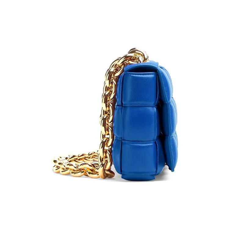 Bottega Veneta Chain Cassette Padded Intreccio Shoulder Bag Cobalt-1