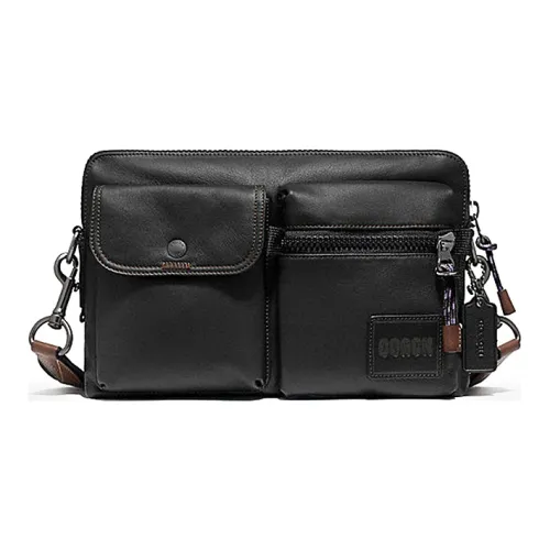 COACH Pacer Modular Cow Leather One Shoulder Handbag, Crossbody Bag Large Size Men's Black