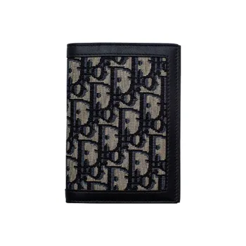 DIOR Canvas With Leather Passport Holder Unisex Black