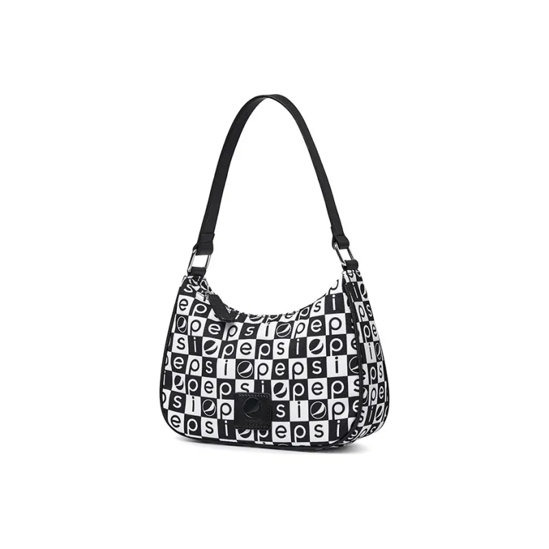 Pepsi Nylon Fabric Handbag One Shoulder Shoulder Bag Regular Women's Black White-1