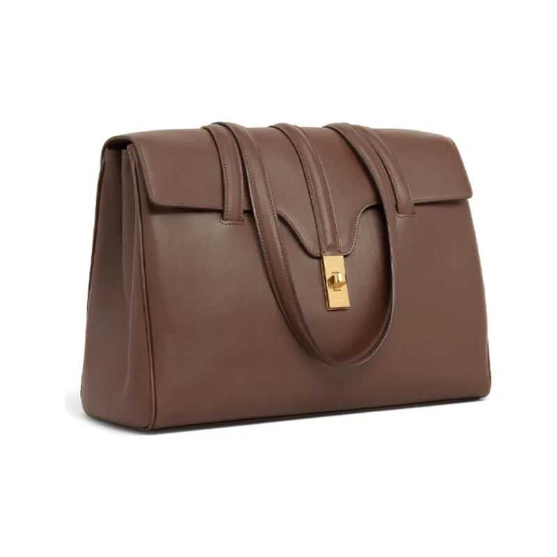 CELINE 16 Smooth Cow Leather Handbag One Shoulder Handbag Medium Size Women's Deep Oak-1
