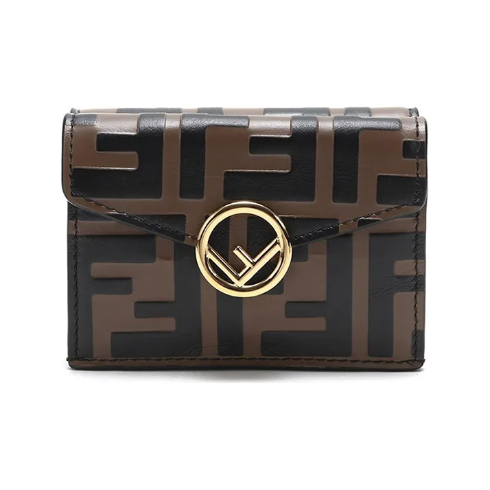 FENDI Calfskin Wallet Women's Brown/Black-0