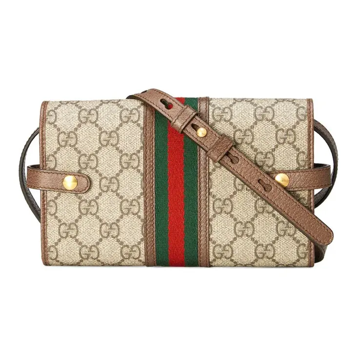 GUCCI Ophidia Leather Trim With Canvas Shoulder Bag Crossbody Bag Mini Unisex Ebony-2