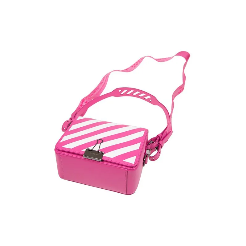 OFF WHITE Binder Clip Bag Diag Fuchsia White-3