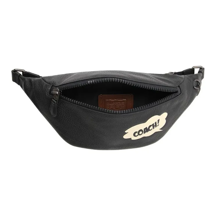 COACH MARVEL Collaboration Warren Leather One Shoulder Crossbody Fanny Pack Sling Bags Large Size Men's Black-2
