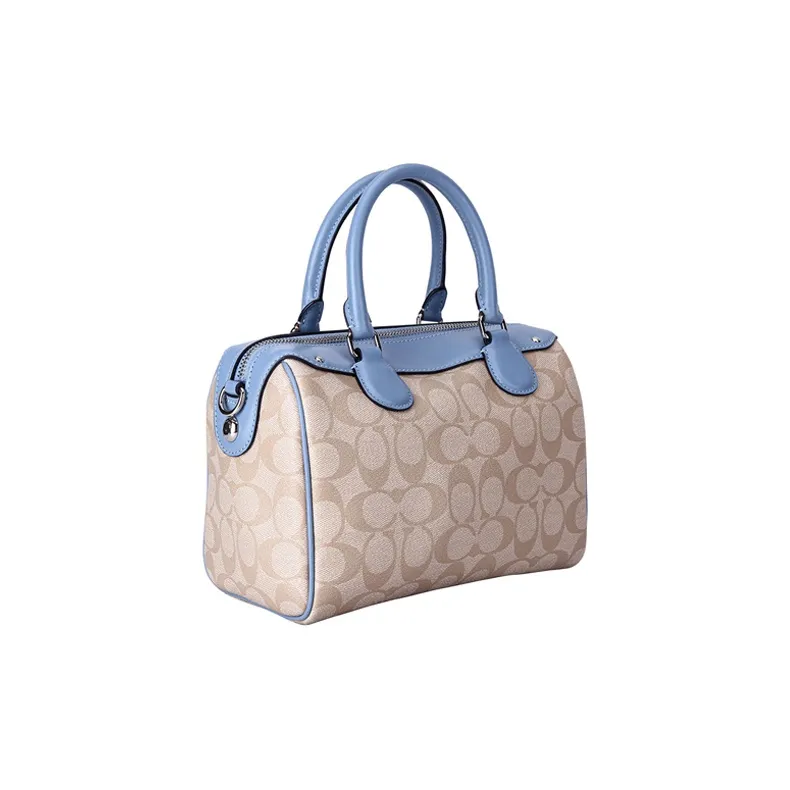 COACH Bennett Canvas With Leather One Shoulder Handbag Crossbody Bag Mini Women's Khaki Blue-1