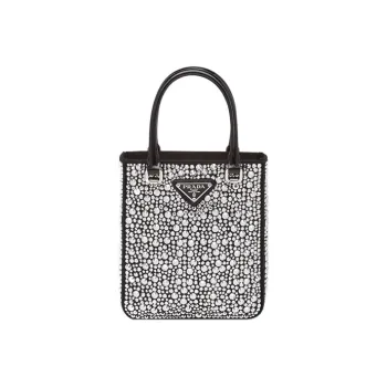PRADA Satin Tote Bag Shopping Bag Shoulder Bag Handbag Small Size Women's Black