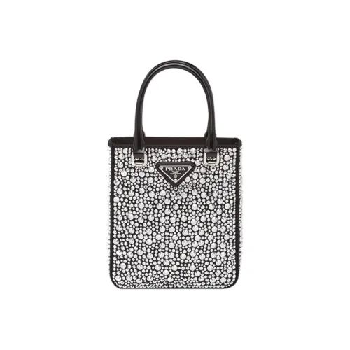 PRADA Satin Tote Bag Shopping Bag Shoulder Bag Handbag Small Size Women's Black