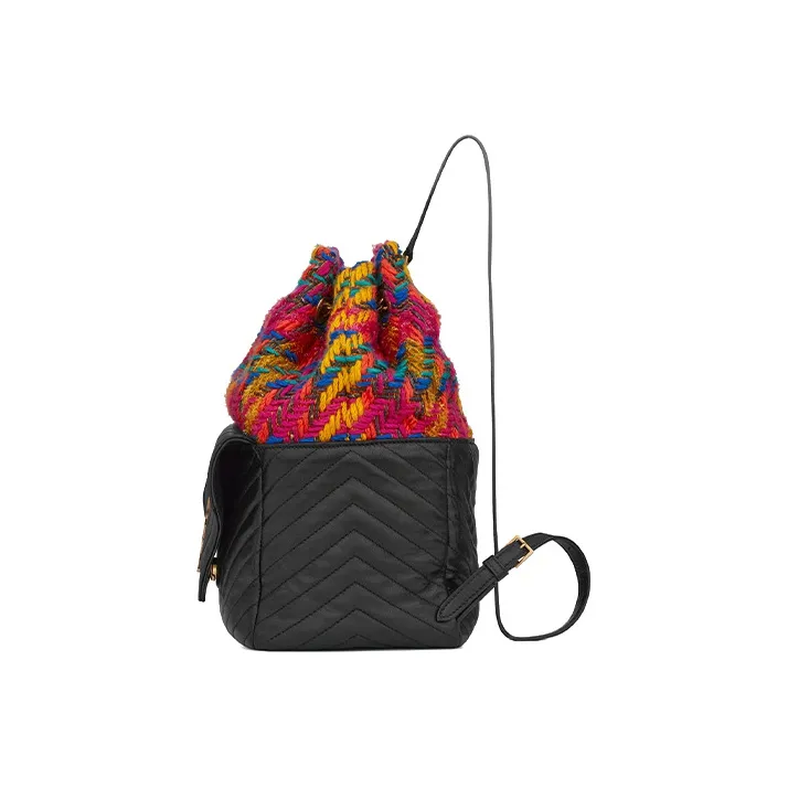SAINT LAURENT Lambskin Backpack Women's Mixed Color/Black Red-1