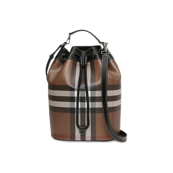 Burberry Leather Tote Cylinder Bag Shoulder Bag Crossbody Bag Handbag Unisex Yellow Brown