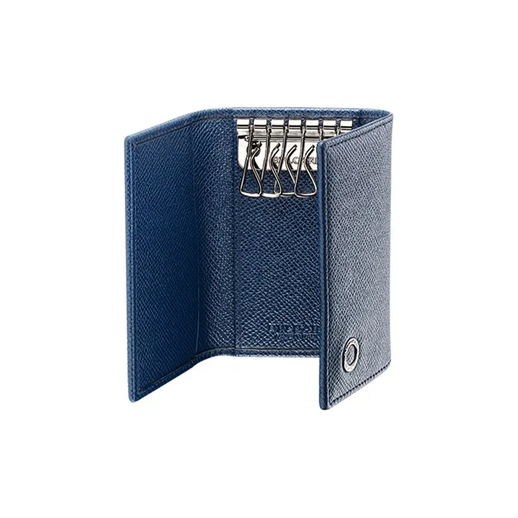 BVLGARI Grained Calfskin Key Pouch Men's Sapphire Blue-1