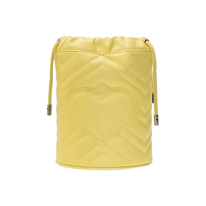 GUCCI Marmont Leather Bucket Bags Shoulder Bag Crossbody Bag Mini Women's Yellow-2
