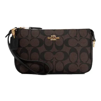 COACH Nolita Coated Canvas With Smooth Leather Mahjong Bag Shoulder Bag Wrist Bag Clutch Small Size Women's Brown Black