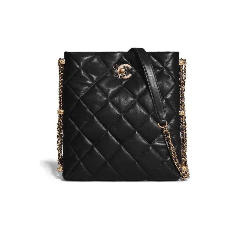 CHANEL Leather Hippie Bag Shoulder Tote Women's Black-0