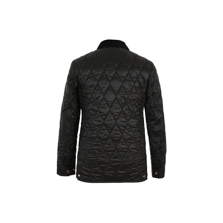Burberry Solid Color Lapel Fitted Moderate Regular Edition Puffer Jacket Men's Black-1