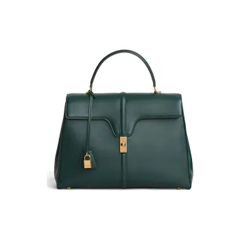 CELINE 16 Calfskin Shoulder Bag Crossbody Bag Handbag Large Size Women's Dark Green