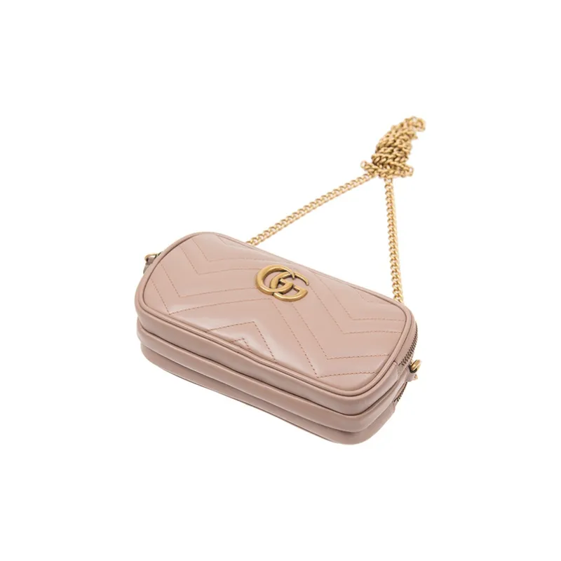 GUCCI GG Marmont Quilted Leather Shoulder Bag, Crossbody Bag Mini Women's Pink-4