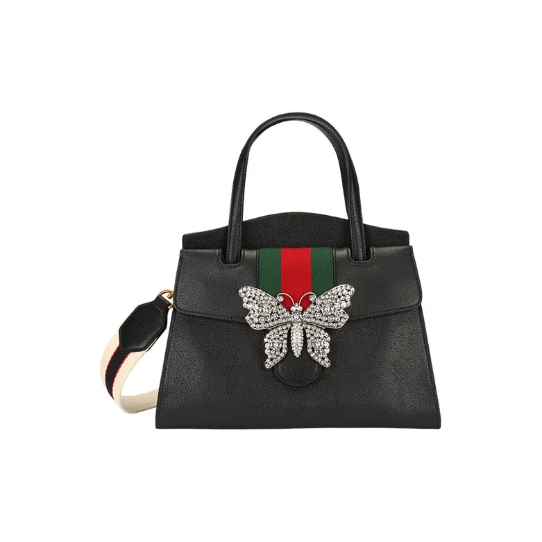 GUCCI Leather Shoulder Bag, Crossbody Bag, Handbag Medium Size Women's Black-0